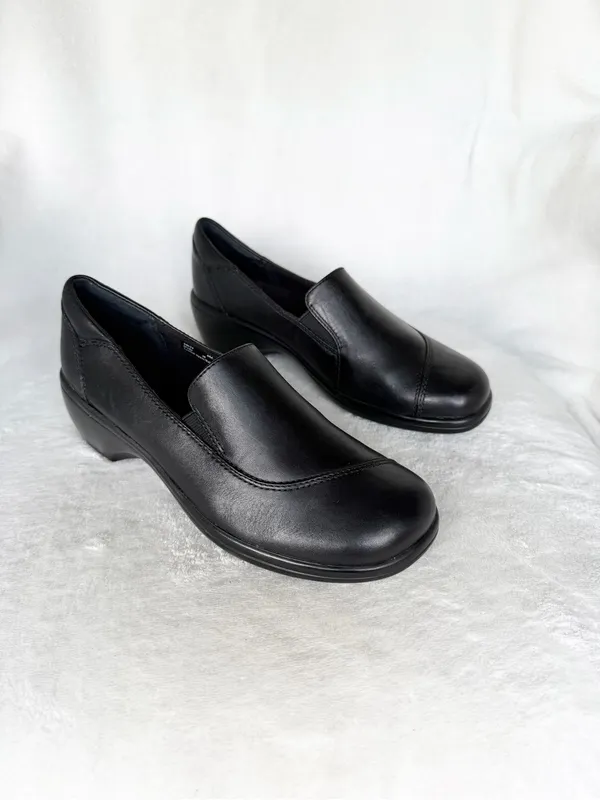 Clarks Bendables MAY POPPY Loafers Womens Size 6M Black Leather Slip-Ons 84634 - Image 8