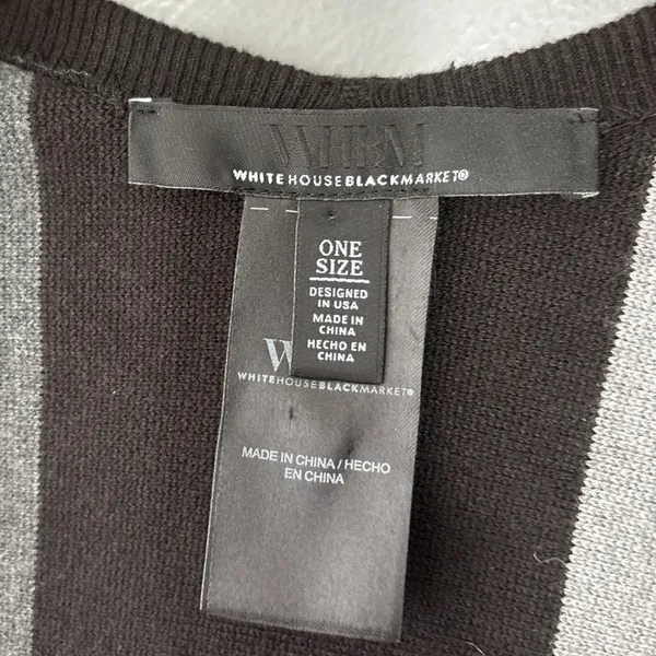 White House | Black Market Sweater Wrap One Size Black White Colorblock Artsy Chic Poncho Geometric - Image 6
