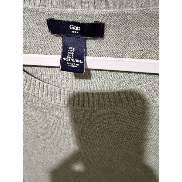 Gap Women's Gray Crew Neck Long Sleeve Cotton Viscose Blend Sweater Size L - Image 3