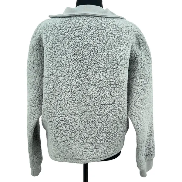 Backcountry Sherpa Fleece‎ Quarter Zip Pullover Sage Gray Medium Gorpcore Cozy - Image 4