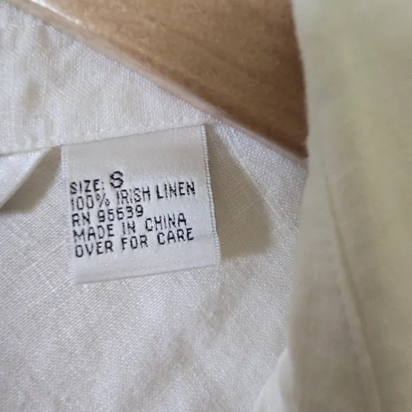 Richard Malcolm Shirt Womens S White 100% Irish Linen 3/4 Sleeve‎ Lattice Stitch - Image 4