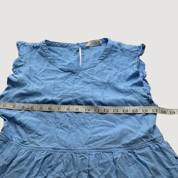 New In Blue Linen Blend Ruffle Sleeve Tiered Mini Dress ND30062 Womens Medium - Image 4