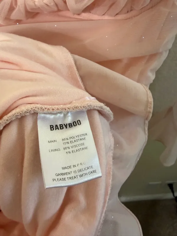 Babyboo Brea Pink Mini Dress Sparkle‎ Shimmer Long Sleeve Mesh Women’s Size S - Image 7