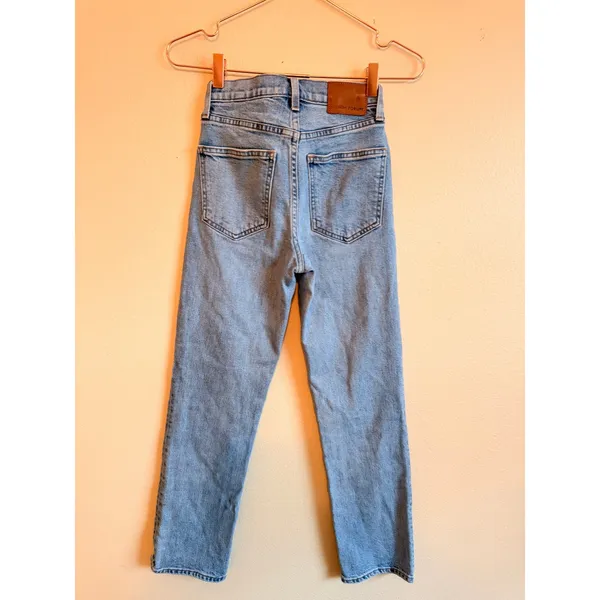Denim Forum Jeans Women 23 Light Blue The Arlo Hi-Rise Straight Button Fly Denim - Image 6