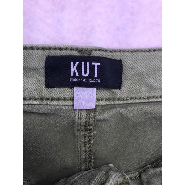 Kut‎ From The Kloth Meg Wide Leg Women 8 Olive Green Bleach Splatter - Image 2