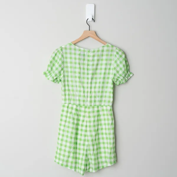 Princess Polly Gingham Shorts Romper Ruffle Short Sleeve Scoop V-Neck Zip Up 2 - Image 4