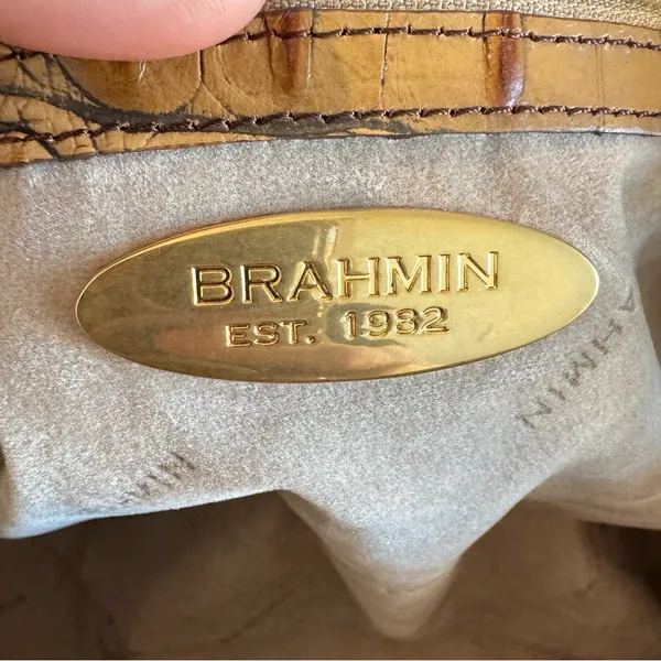 Brahmin Croc Embossed Leather Satchel Bag in‎ Toasted Pecan Melbourne - Image 9
