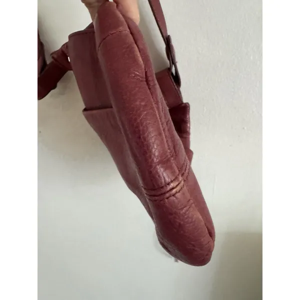 HOBO Burgundy Pebbled Leather Small Purse Crossbody Bag Flap Close Zip - Image 7