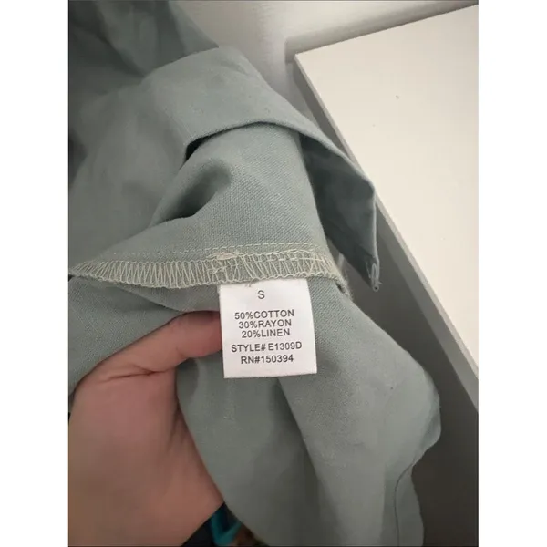 Sage Green Button-Front Midi Dress with Spaghetti Straps - Image 3