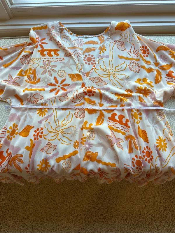 Label of Love Beachy Orange & White Mini Dress or Cover Up size L - Image 7