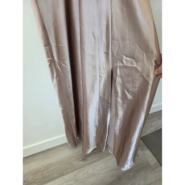 Birdy Grey Jesse Dress Taupe Kimono Satin Bridesmaid Maxi Slit Flattering Small - Image 8