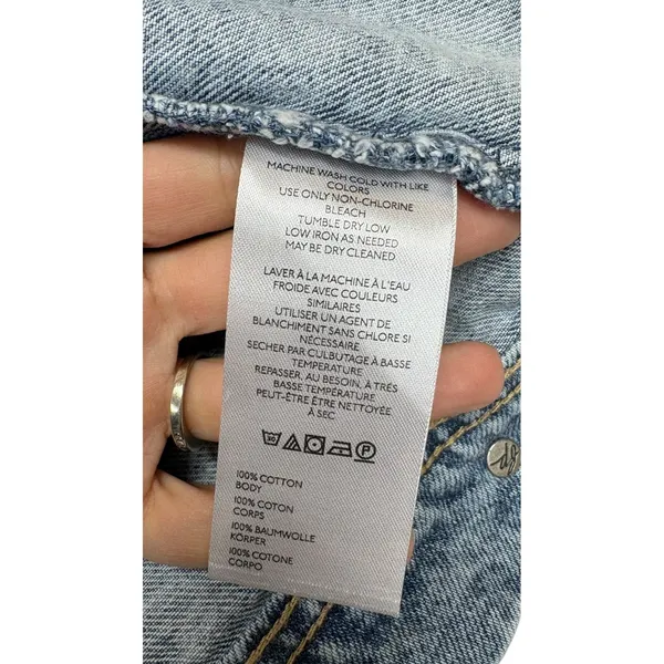 Free People Women's‎ Rumors Seamed Light Wash Denim Classic Jacket Grunge Size L - Image 7