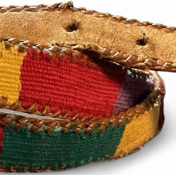Vintage Patchwork Leather Belt Multiple Size 36 - Image 4