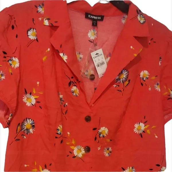 ✨ express red floral button down dress✨ - Image 4