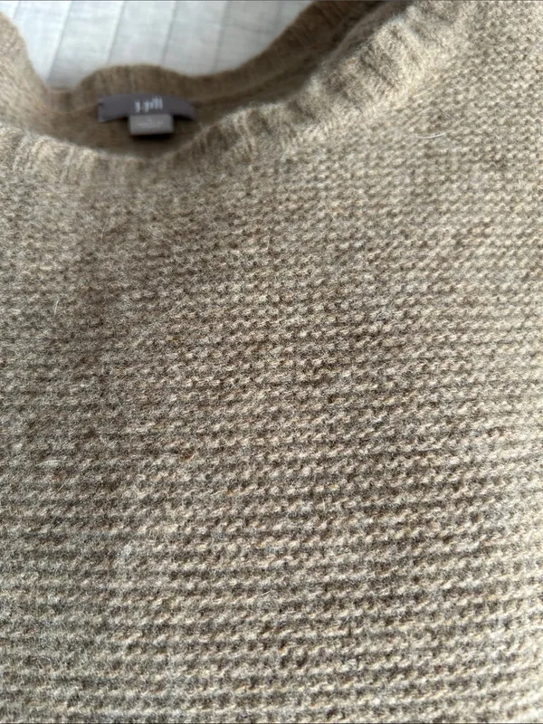 J.Jill light brown wool knit boat neck Boxy relaxed drop shoulder sweater L - Image 13