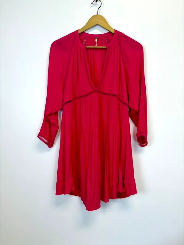 Free People Go Lightly Pink V Neck Dress - Image 2