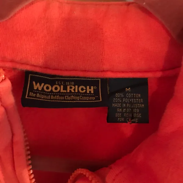 Woolrich AMAZING ORANGE/NAVY BLUE VINTAGE QUARTER ZIP SWEATSHIRT - Image 3