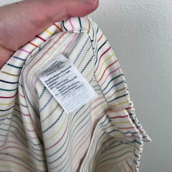 Madewell Womens Rainbow Stripe Wide Leg‎ Crop Pants White Multi Sz 27 - Image 9