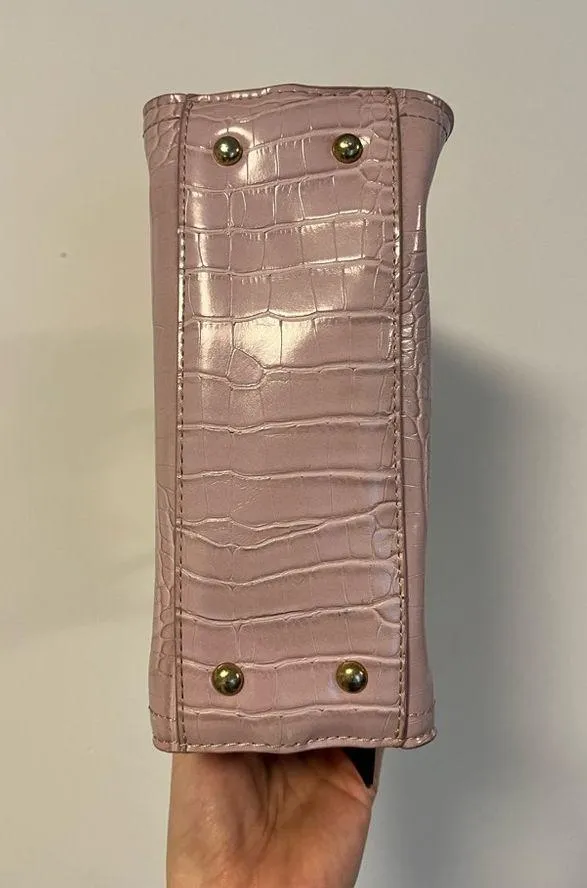 bebe light pink lavender faux crocodile mini purse - Image 11