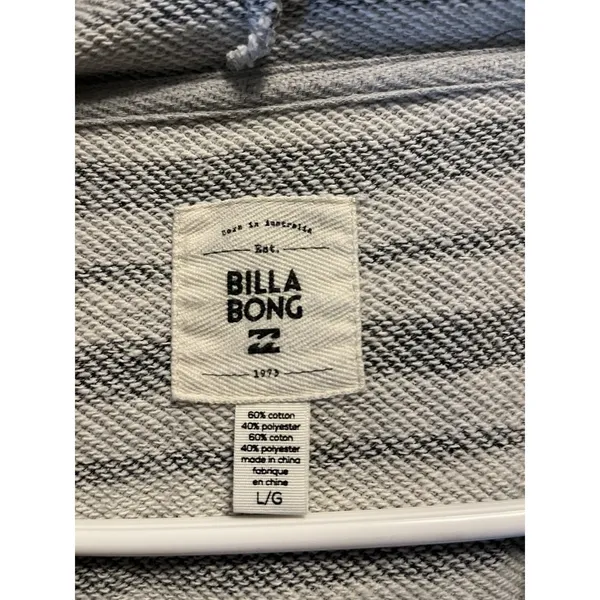 Billabong Baja Beach Hoodies Striped, Blue & White Medium, Kangaroo Pocket L - Image 3
