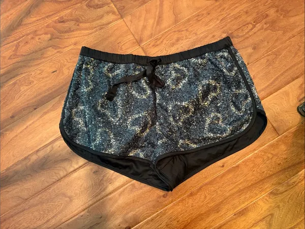 Victoria’s Secret Black Heart Cheetah Sequenced Mini Drawstring Shorts - Image 2