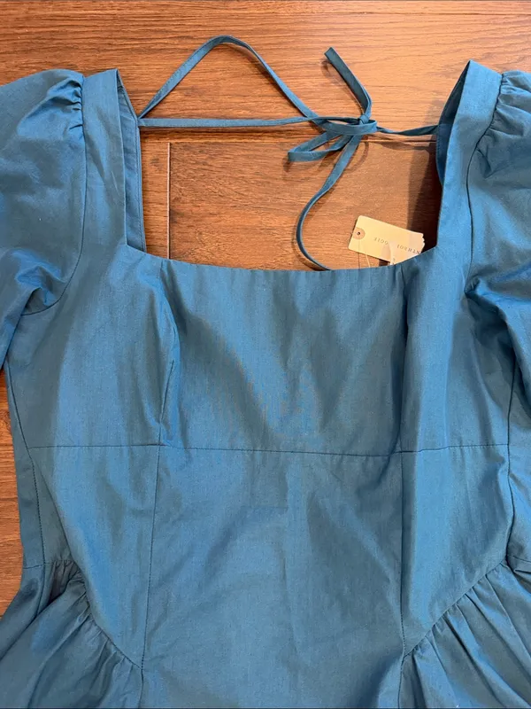 By Anthropologie Long Sleeve Square Neck Poplin Mini Dress Medium NWT - C11-503 - Image 7
