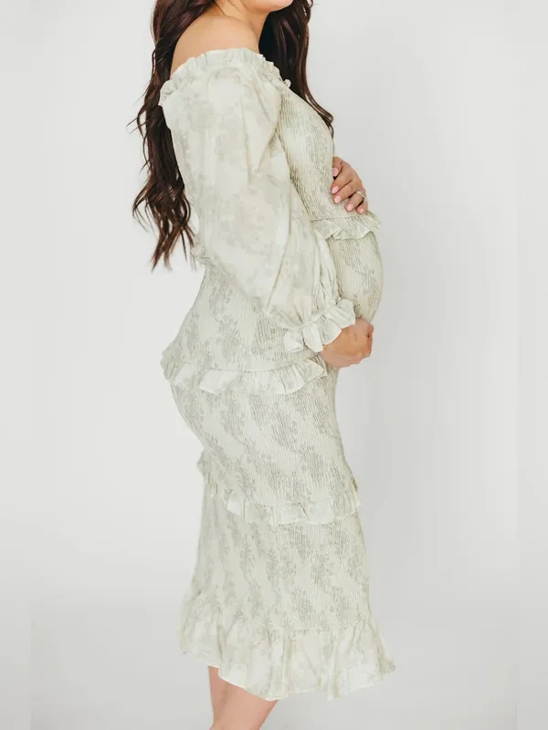 NWT Worth Collective Chloe Smocked Midi Dress in Sage Green Small Floral - Image 2