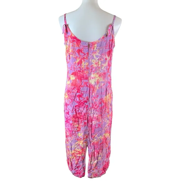 Rum Reggae Pink Purple Rayon Tie Dye Maxi Slip Dress Adjustable Straps Small - Image 4
