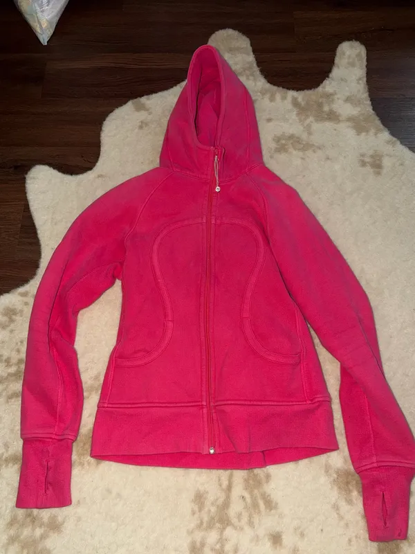Rare Lululemon Scuba Hoodie Bon Bon logo $138 casual activewear workout zip fall - Image 6
