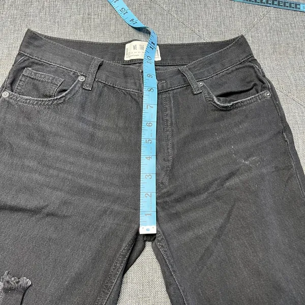 WE THE FREE Black‎ Distressed Denim Jeans 24 Mid Rise Button Fly Straight Leg - Image 4