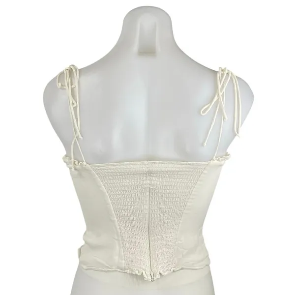 Reformation Novena Cream Corset Bustier Tie Strap Sleeveless Cami Crop Top Sz 6 - Image 3