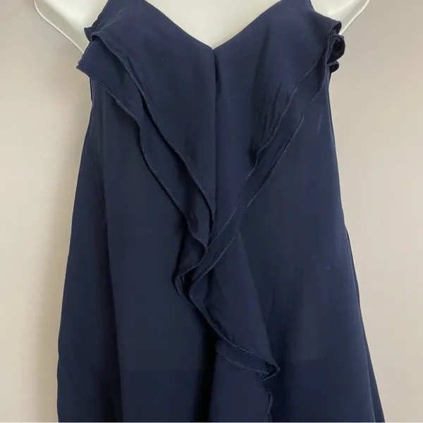 Macy & Taylor Tank Top Ruffle Sleeveless‎ Navy Blue Spaghetti Straps Size Small - Image 6