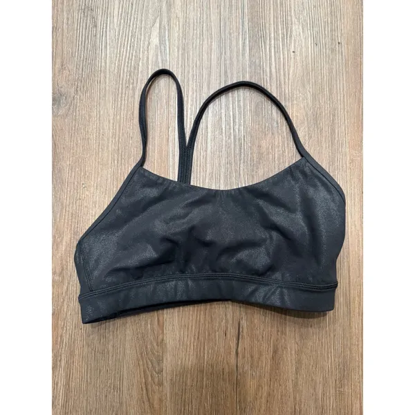 Lululemon Flow Y Bra Nulu Black Sparkle Shimmer‎ Racerback Sports Bra Size 6 - Image 3