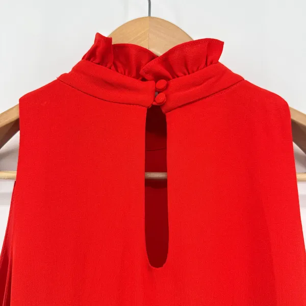 ELLIATT Red Ruffle Mock Neck Tiered Mini Dress Sleeveless XS E2081773 Baby Doll‎ - Image 3