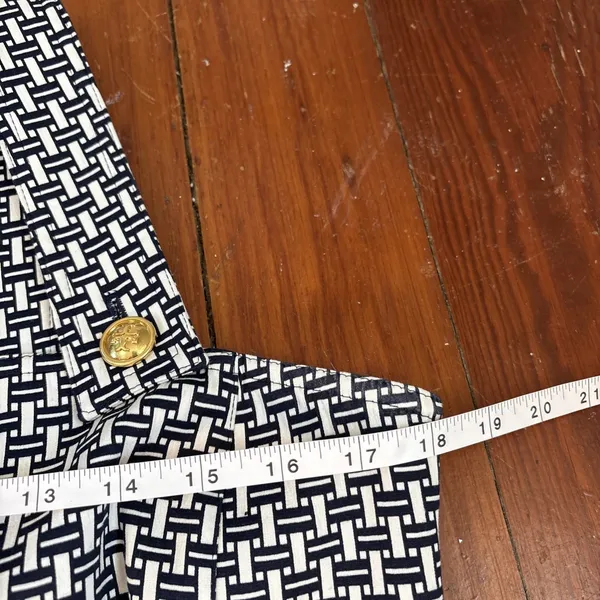 TORY BURCH Cameron Suspenders Ivory Navy Dress Knee Length Sleeveless Size 14 - Image 5