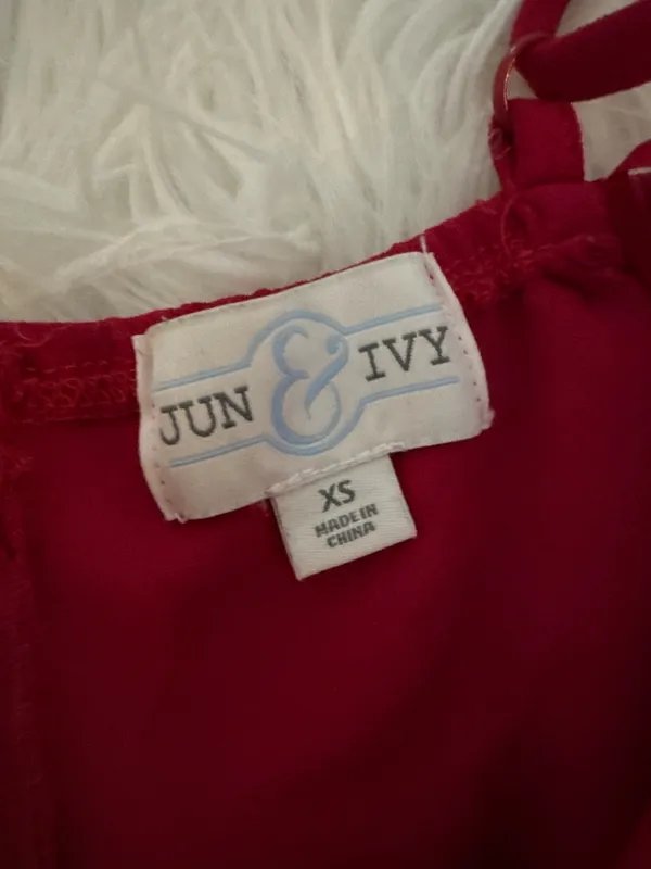 Jun & Ivy Red V-Neck Fit & Flare Mini Dress - Image 3
