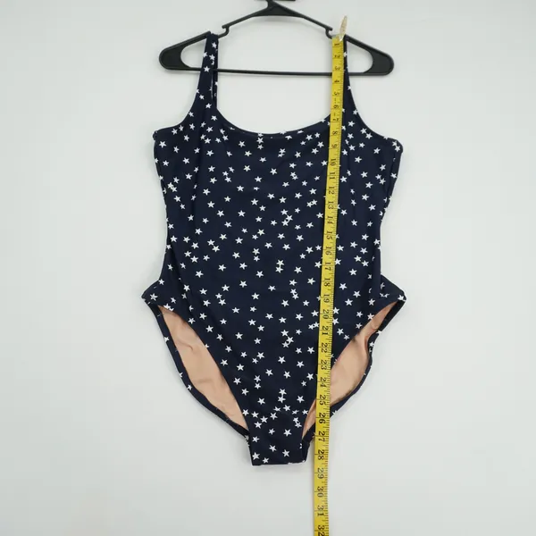 J.Crew One Piece Swimsuit‎ Large Black Star Print Scoop Neck Stretch - Image 6
