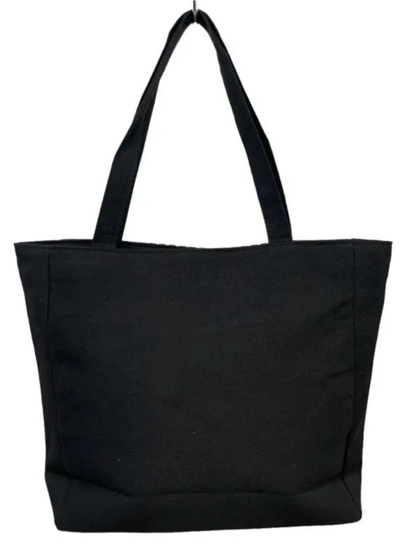 Guatemalan Embroidered Boho Floral Tote Bag Black Canvas Coin Trim - Image 3