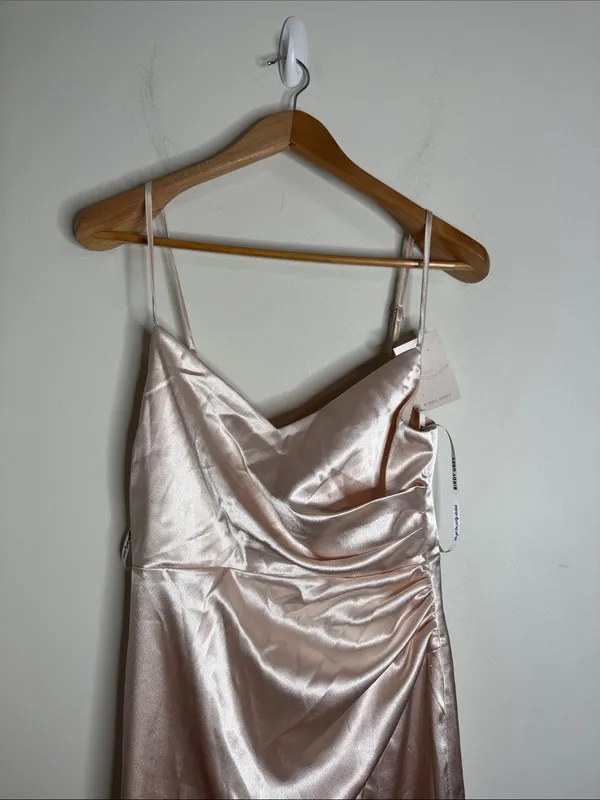 Birdy Grey Bridesmaid Catherine Shiny Strapped Maxi Dress in Champagne size S - Image 4