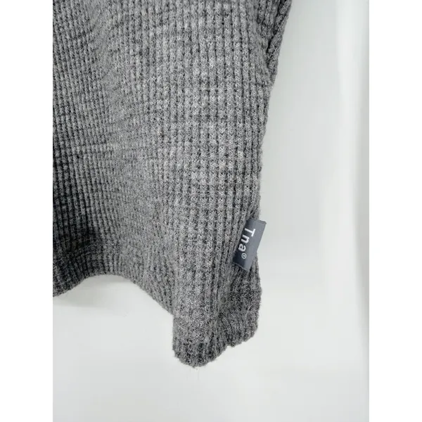 Tna Aritzia Thermal Crop Top XS Grey Excellent Mock Neck Long Sleeve Waffle - Image 3