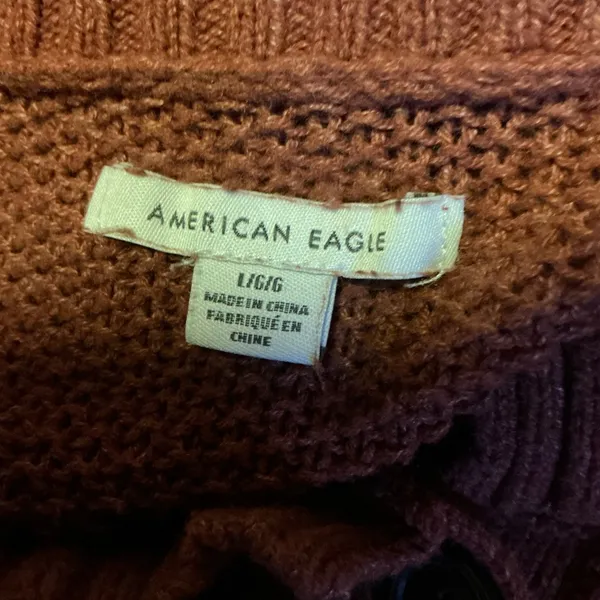 American Eagle Rust Henley Sweater | Lightweight Knit Long Sleeve - Image 2