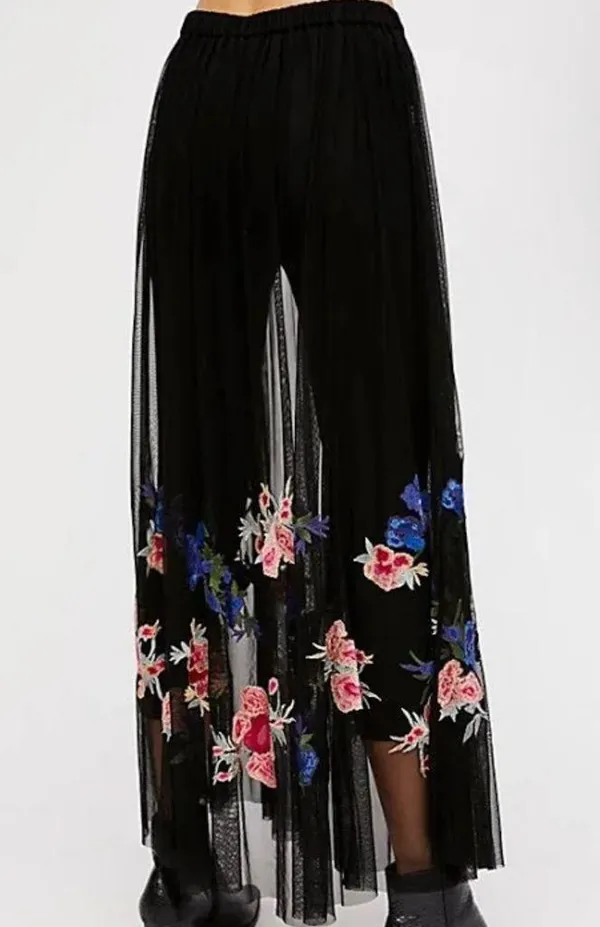 Free People Black Floral sheer skirt leggings - Image 2