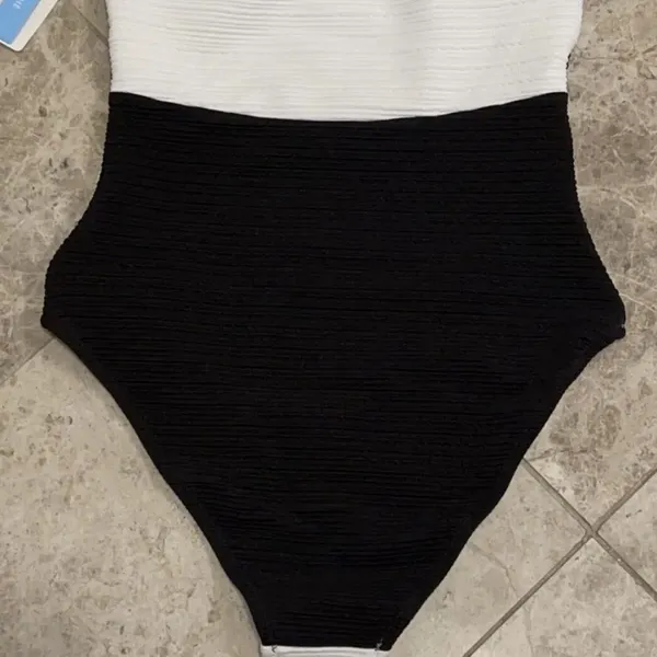 CUPSHE One Piece Swimsuit Color Block One Shoulder Bowknot Bathing Suit … - Image 9