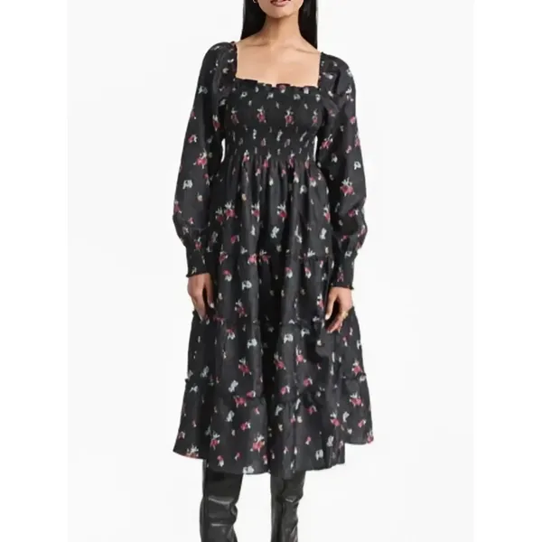 Hill House Home The Nap Dress Naomi Nap Dress Shirred Smocked Size Large Fall - Image 3