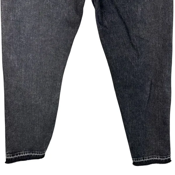 Pacsun SZ 30 Vintage Loose Crop Jeans Button-Fly Hi-Rise Seamed Leg Frayed Black - Image 6