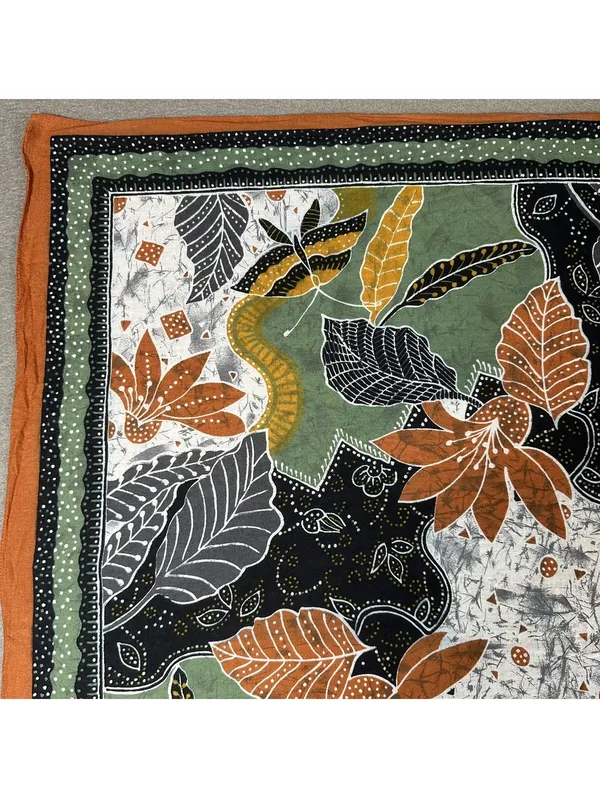 Vintage Accessory Street Oscar De La Renta Leaf Pattern Cotton Scarf - Image 3