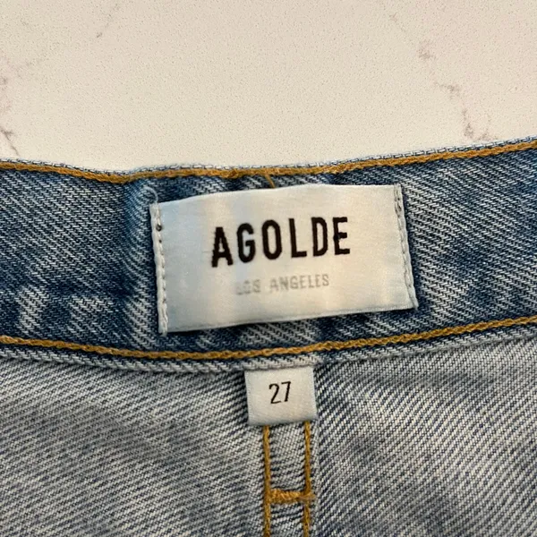 Agolde 90's Mid Rise Loose Fit Straight Leg Jeans Distressed Size 27‎ - Image 6