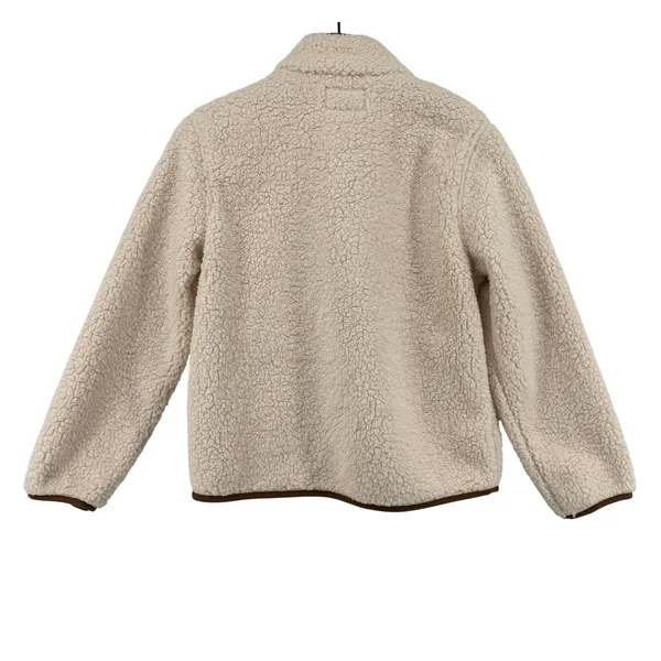 Universal Threads Sherpa Fleece Fur Jacket Cream Women XS Brown Trim Snap Front - Image 4