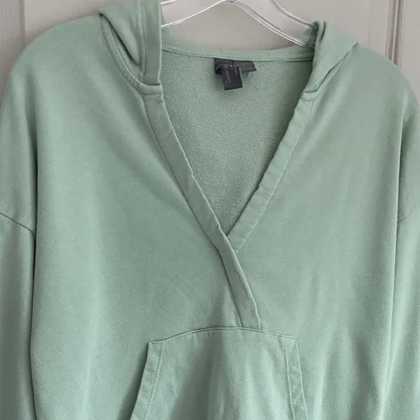 Sweaty Betty Restful After Class Hoodie Sage Green V-Neck Thumbhole Sweatshirt S - Image 9