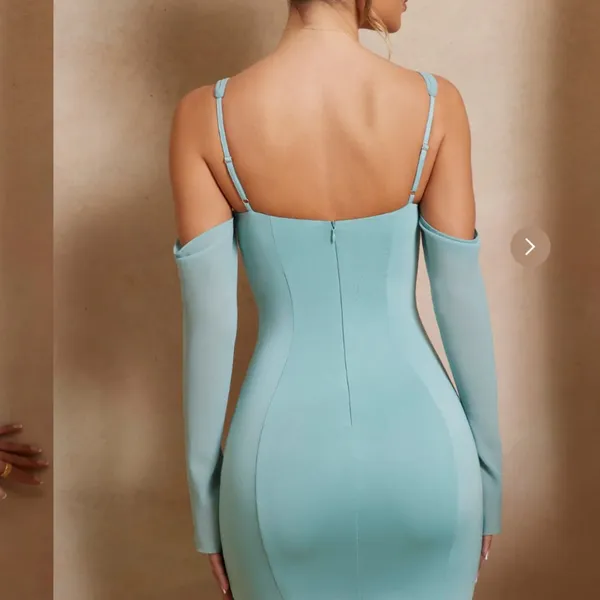 Oh Polly Clementine Cold Shoulder Mini Dress in Teal Size 2 NWT - Image 2